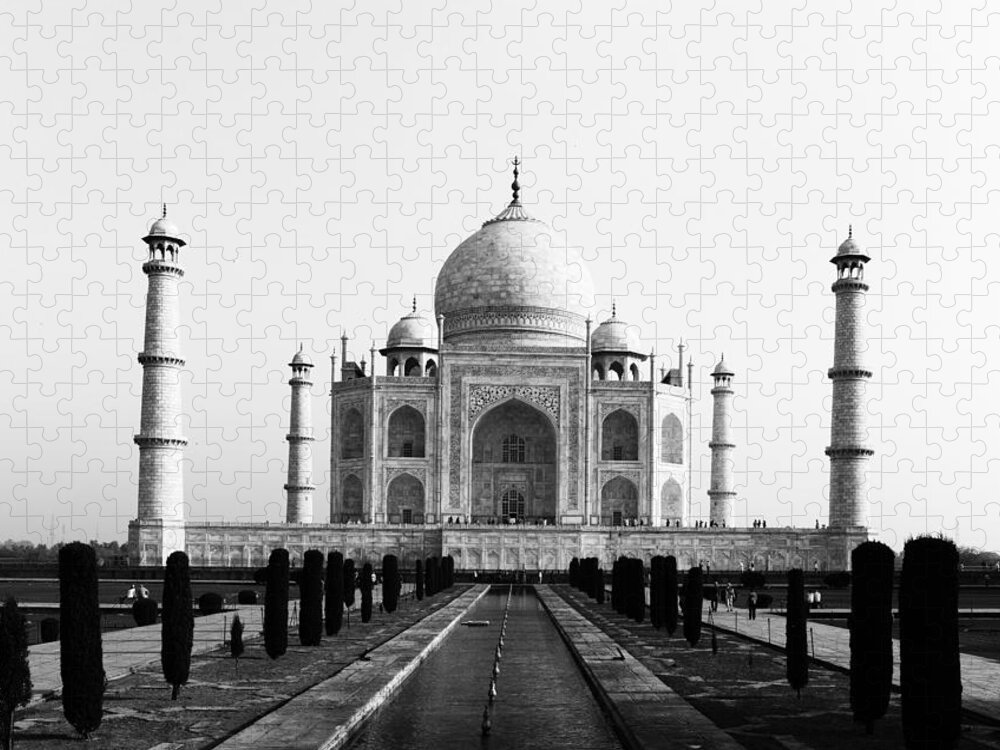 Taj Jigsaw Puzzle featuring the photograph Taj Mahal BW by C H Apperson
