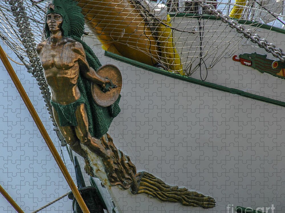 Tall Ship Masthead Jigsaw Puzzle featuring the photograph Tall Ship Masthead - Cisne Branco - Brazilian Tall Ship by Dale Powell