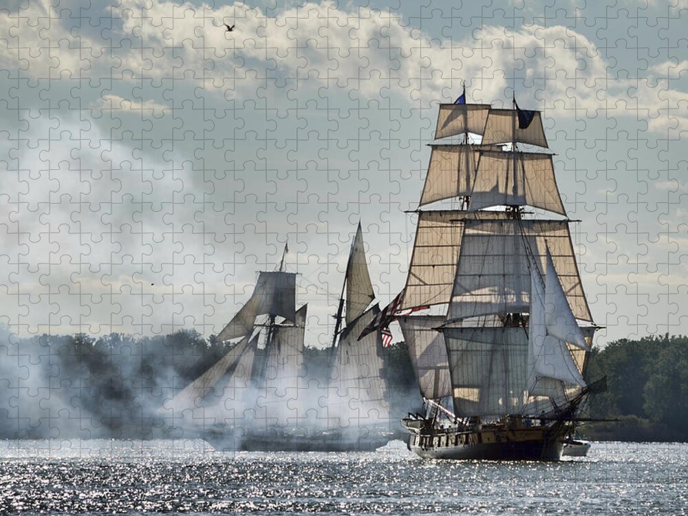 Battle Of Lake Erie Jigsaw Puzzle featuring the photograph Tall Ships by Ann Bridges