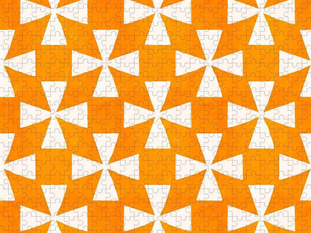 Orange Jigsaw Puzzle featuring the painting Tangerine Twirl by Linda Woods
