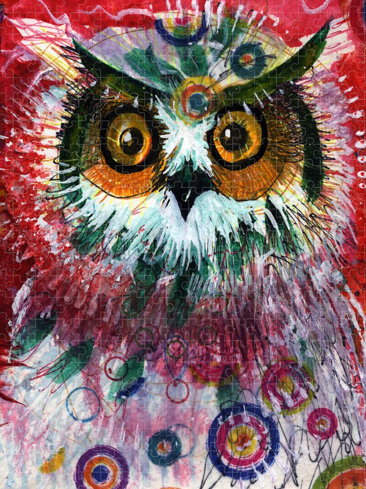 Owl Jigsaw Puzzle featuring the painting Target by Laurel Bahe