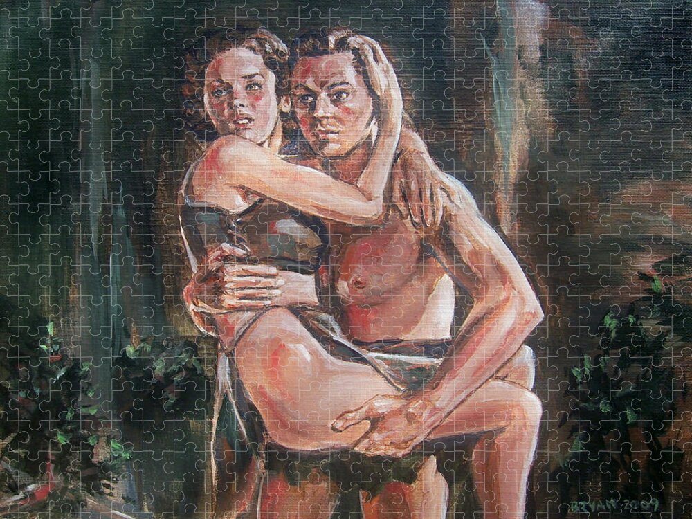 Tarzan Jigsaw Puzzle featuring the painting Tarzan and His Mate by Bryan Bustard