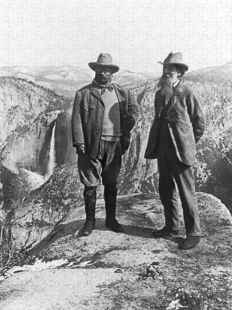 1903 Jigsaw Puzzle featuring the photograph Teddy Roosevelt and John Muir by Underwood Archives