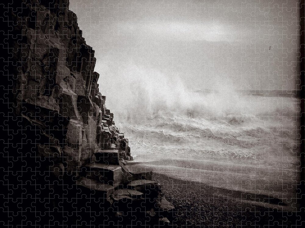 Vik Jigsaw Puzzle featuring the photograph Raging Sea by Dave Bowman