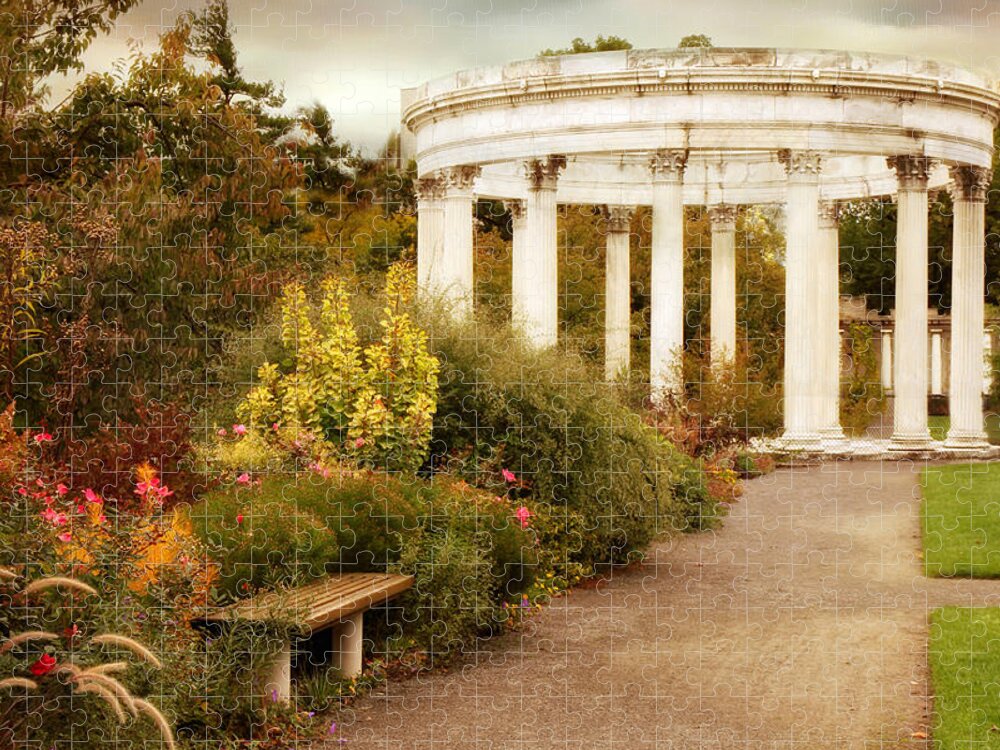 Untermyer Garden Jigsaw Puzzle featuring the photograph Temple of the Sky in Autumn by Jessica Jenney