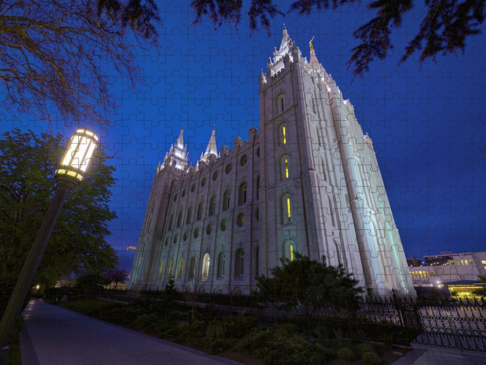 Mormon Jigsaw Puzzle featuring the photograph Temple Perspective by Chad Dutson