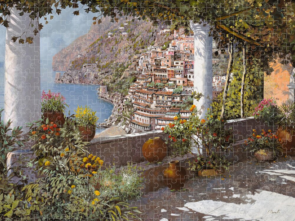 Positano Jigsaw Puzzle featuring the painting terrazza a Positano by Guido Borelli