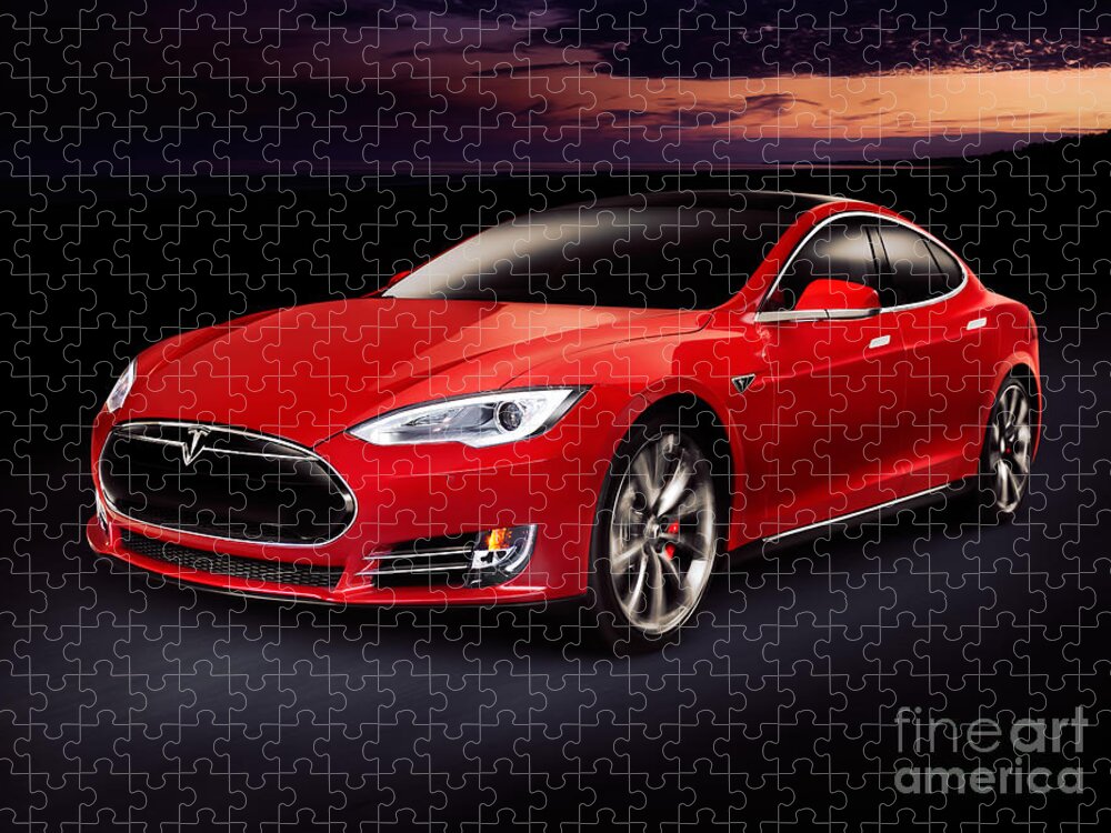 wortel Horzel Allergie Tesla Model S red luxury electric car outdoors Puzzle for Sale by Maxim  Images Exquisite Prints