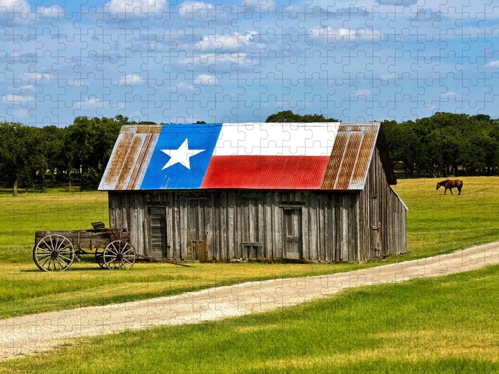 Gary Jigsaw Puzzle featuring the photograph Texas Barn Flag by Gary Grayson