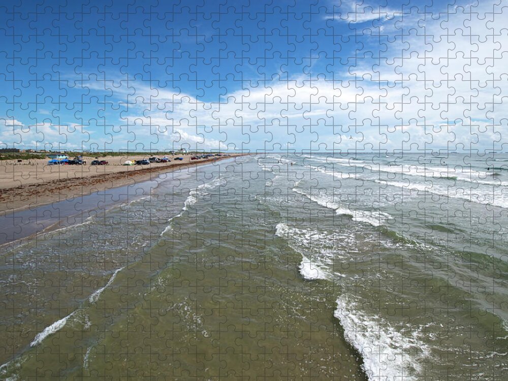 Water's Edge Jigsaw Puzzle featuring the photograph Texas Coast, Port Aransas, Texas by Olga Melhiser Photography