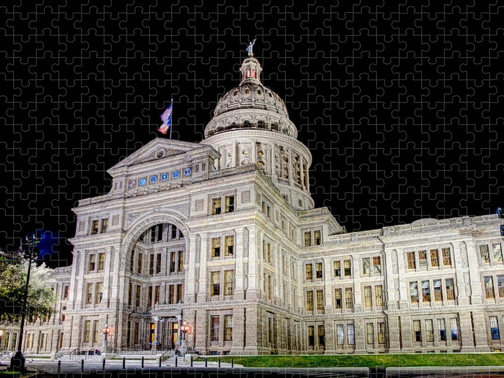 Austin Jigsaw Puzzle featuring the photograph Texas State Capitol at Night by Tim Stanley