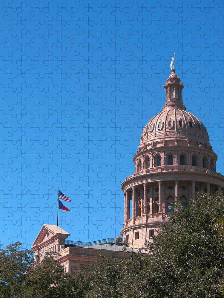 Texas State Capitol Jigsaw Puzzle featuring the photograph Texas State Capitol With Pediment by Connie Fox