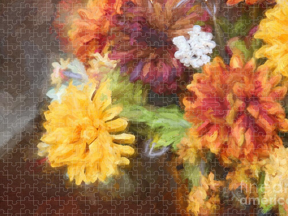 Bouquet Jigsaw Puzzle featuring the digital art Thanksgiving Bouquet by Jayne Carney