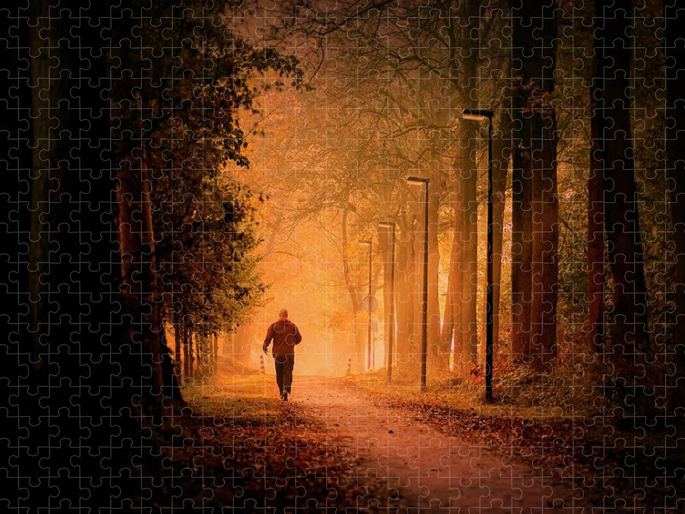 Dawn Jigsaw Puzzle featuring the photograph The Autumn Run by Bob Van Den Berg Photography