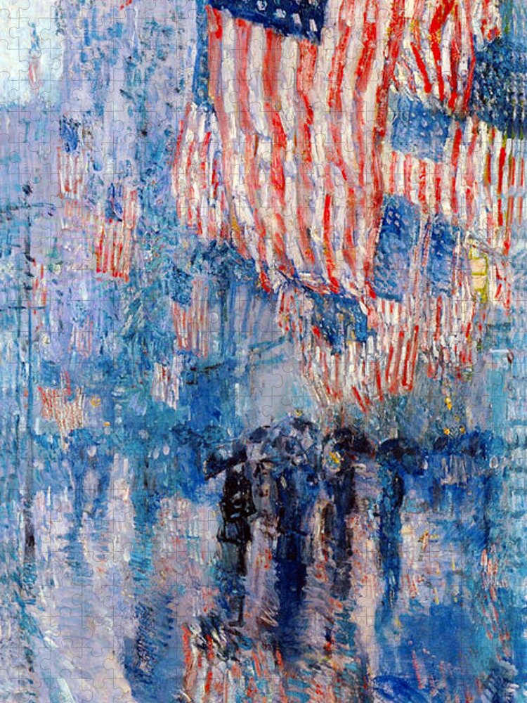 Frederick Childe Hassam Jigsaw Puzzle featuring the digital art The Avenue In The Rain by Frederick Childe Hassam