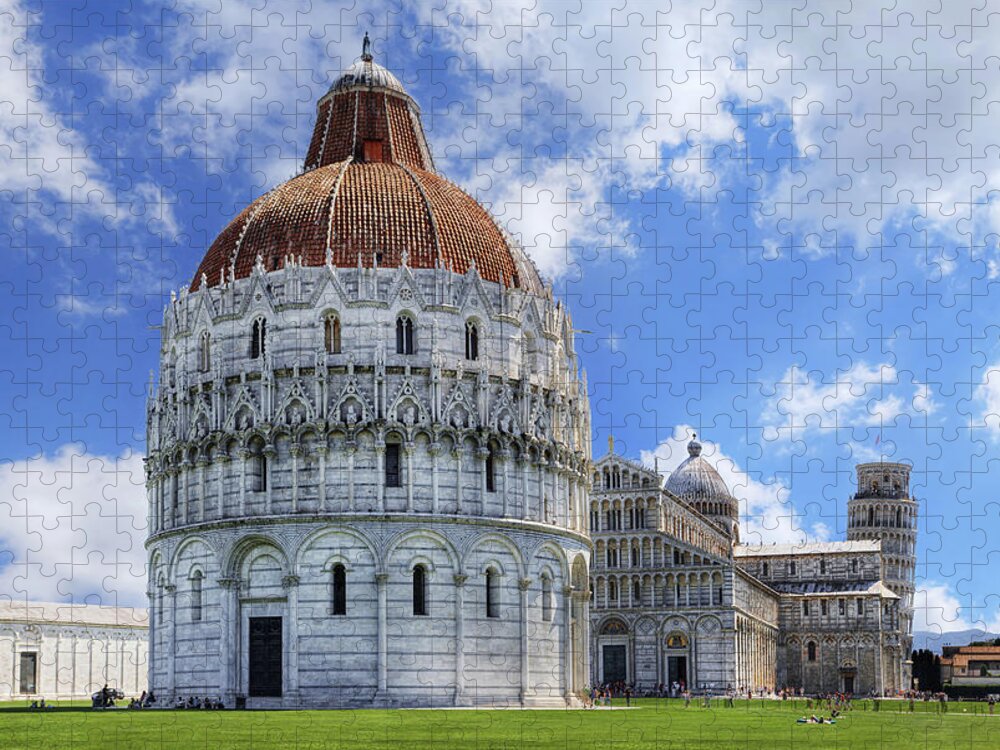 Grass Jigsaw Puzzle featuring the photograph The Baptistery, Cathedral & Leaning by Artie Photography (artie Ng)