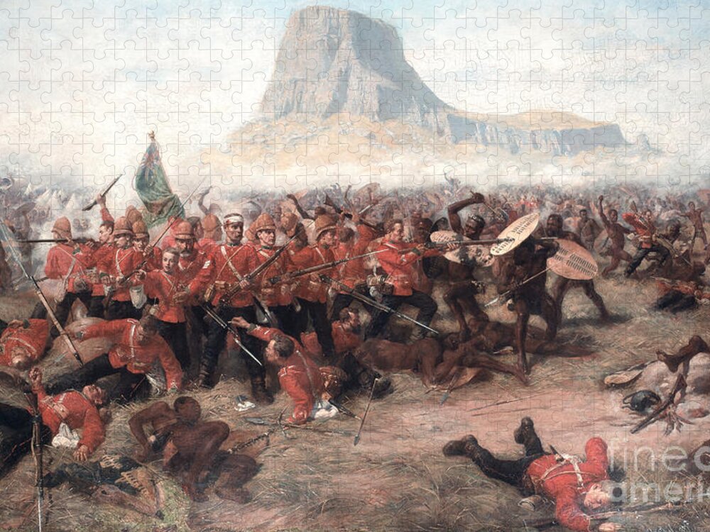 South Africa Jigsaw Puzzle featuring the painting The Battle Of Isandlwana The Last Stand by Charles Edwin Fripp