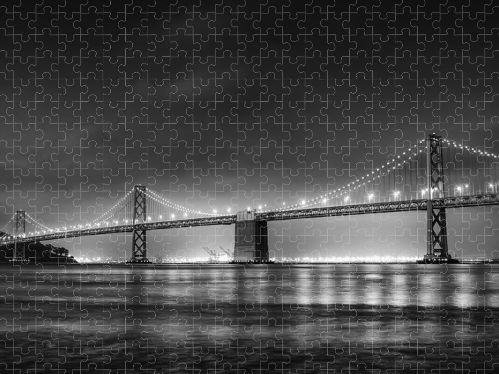 Bridge Jigsaw Puzzle featuring the photograph The Bay Bridge Monochrome by Scott Norris