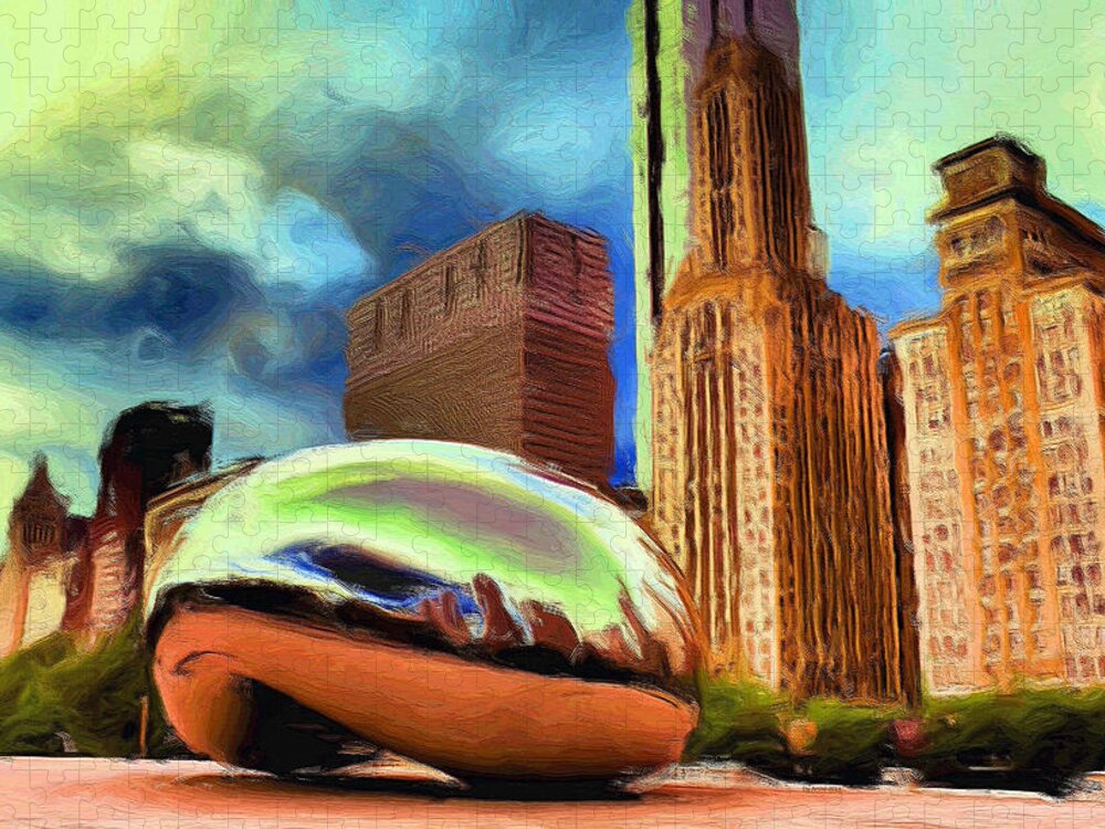 Cloudgate Jigsaw Puzzle featuring the painting The Bean - 20 by Ely Arsha