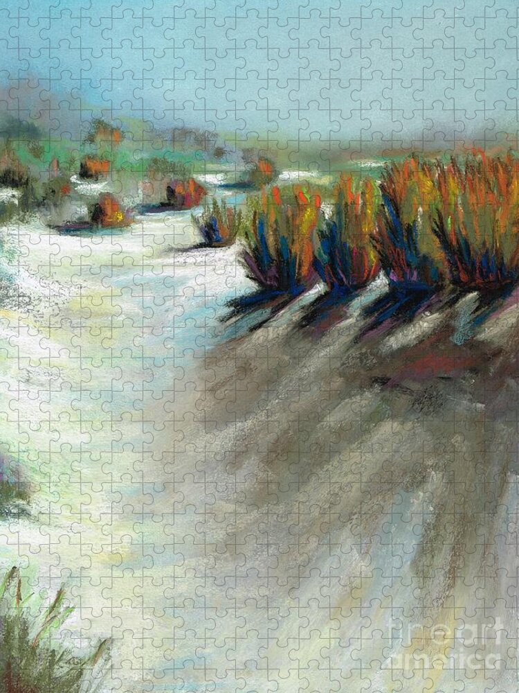 Desert Landscapes Jigsaw Puzzle featuring the pastel Desert Snow by Frances Marino