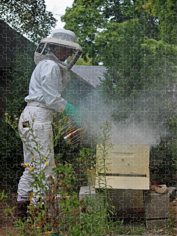 Photograph Jigsaw Puzzle featuring the photograph The Beekeeper III by Suzanne Gaff