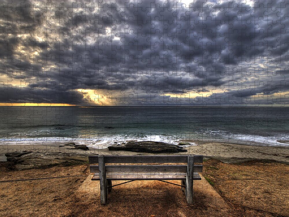 Ocean Jigsaw Puzzle featuring the photograph The Bench by Peter Tellone