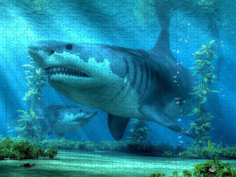  Jigsaw Puzzle featuring the digital art The Biggest Shark by Daniel Eskridge