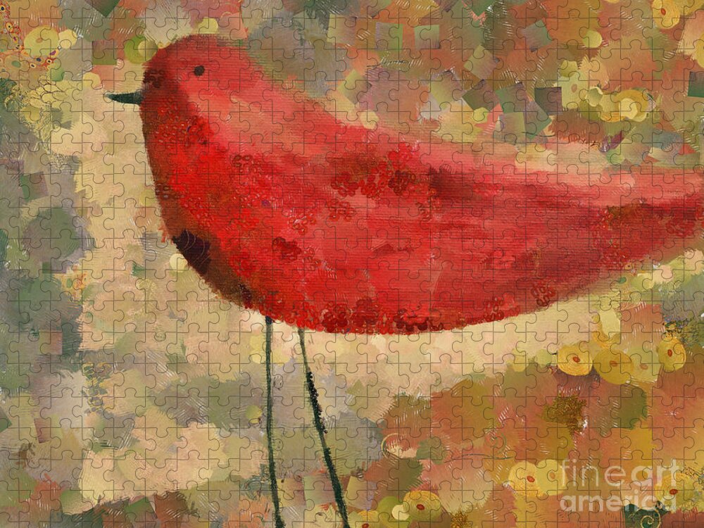 Bird Jigsaw Puzzle featuring the painting The Bird - k04d by Variance Collections