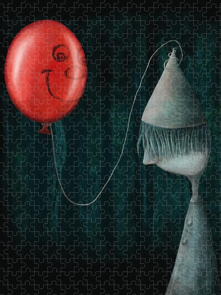 Balloon Jigsaw Puzzle featuring the digital art The Boy and the Balloon by Catherine Swenson