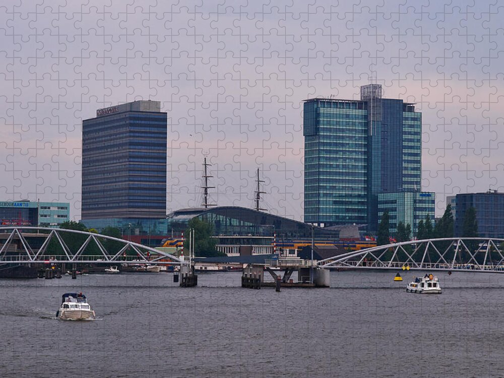 Alankomaat Jigsaw Puzzle featuring the photograph The Bridge in Amsterdam by Jouko Lehto