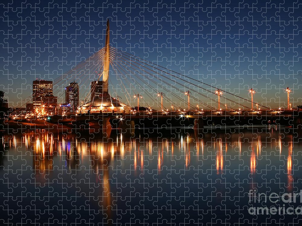 Winnipeg Jigsaw Puzzle featuring the photograph The Bridge Over Calm Waters by Teresa Zieba