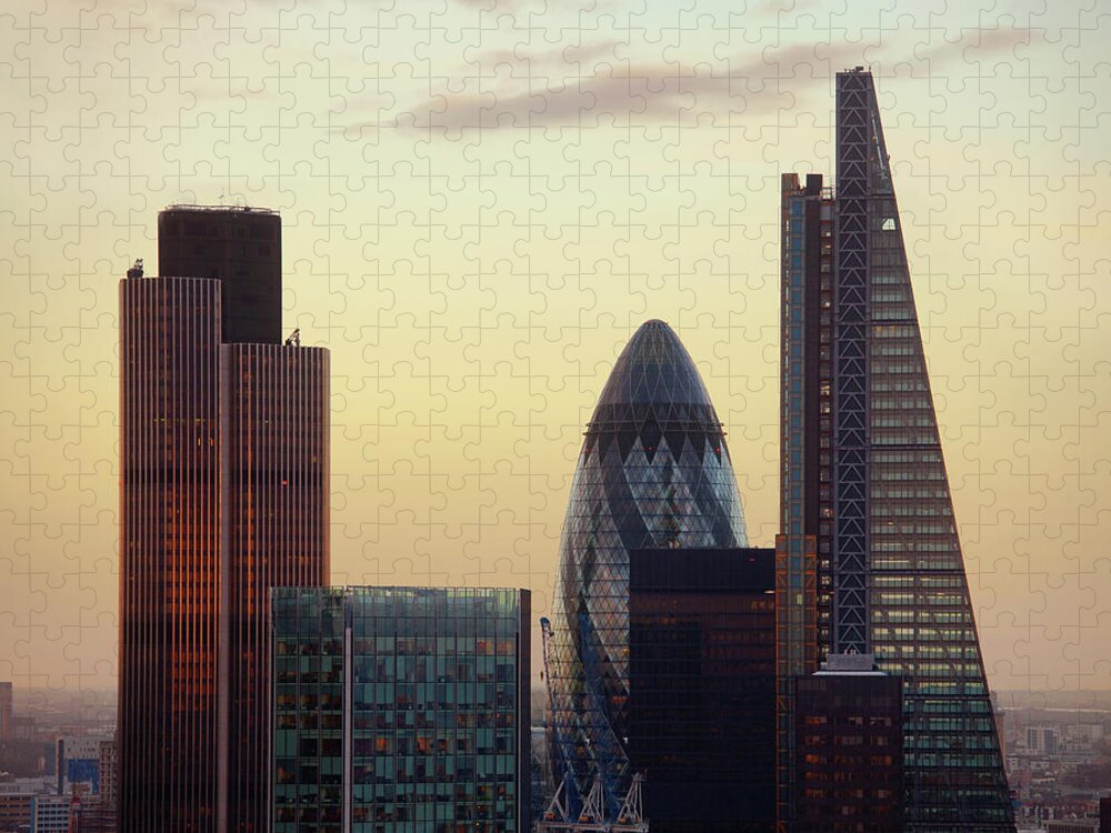 Corporate Business Jigsaw Puzzle featuring the photograph The City Of London At Sunset by Tim Robberts