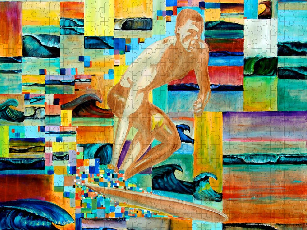 Surf Prints Puzzle featuring the painting The Collection by Nathan Paul Gibbs