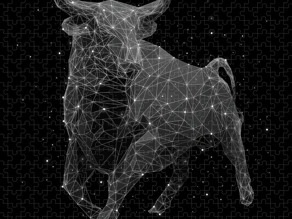 Horned Jigsaw Puzzle featuring the digital art The Constellation Of Taurus by Malte Mueller