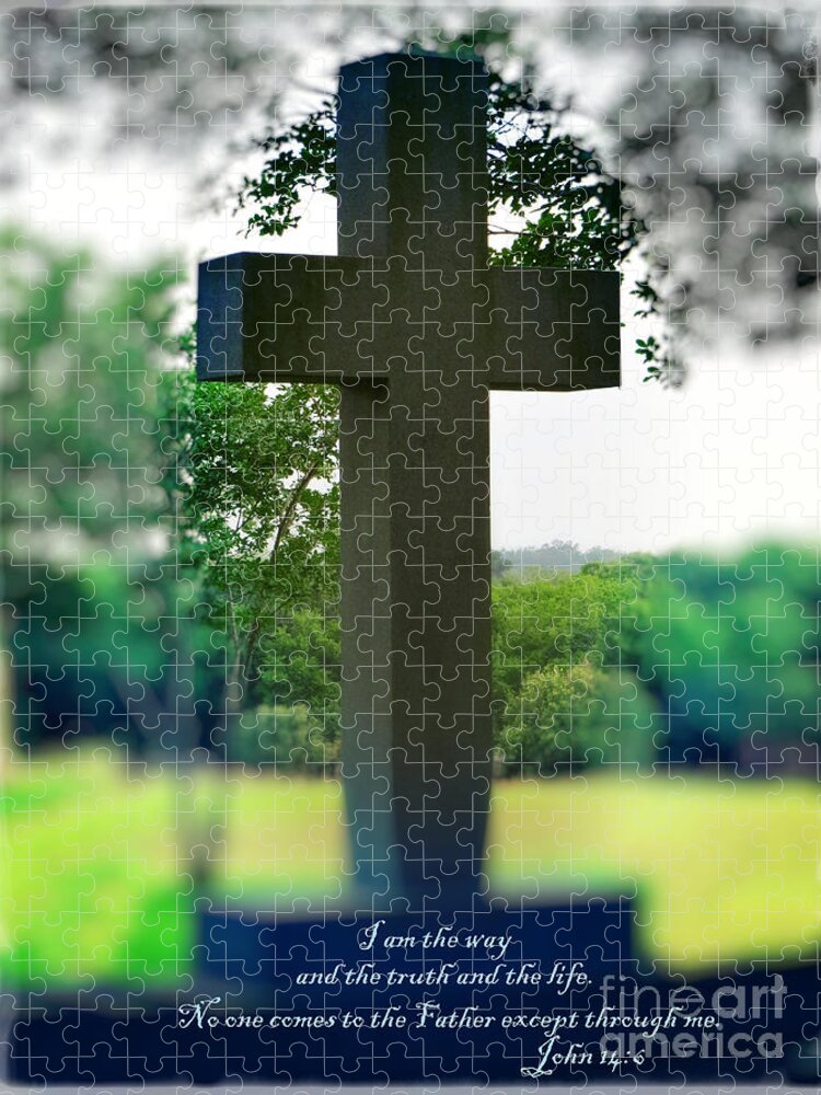 Cross Of Jesus Jigsaw Puzzle featuring the photograph The Cross of Jesus - I Am The Way by Ella Kaye Dickey