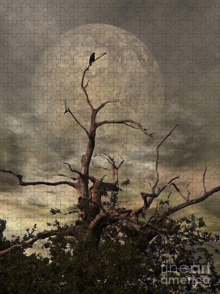 Crow Puzzle featuring the digital art The Crow Tree by Abbie Shores
