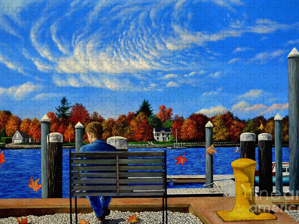 Dock Jigsaw Puzzle featuring the painting The Dock By Christopher Shellhammer by Christopher Shellhammer