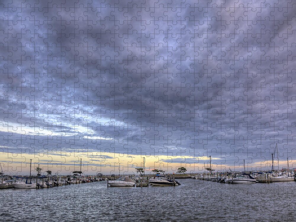 Boats Jigsaw Puzzle featuring the photograph The Docks at Bay Shore by Steve Gravano