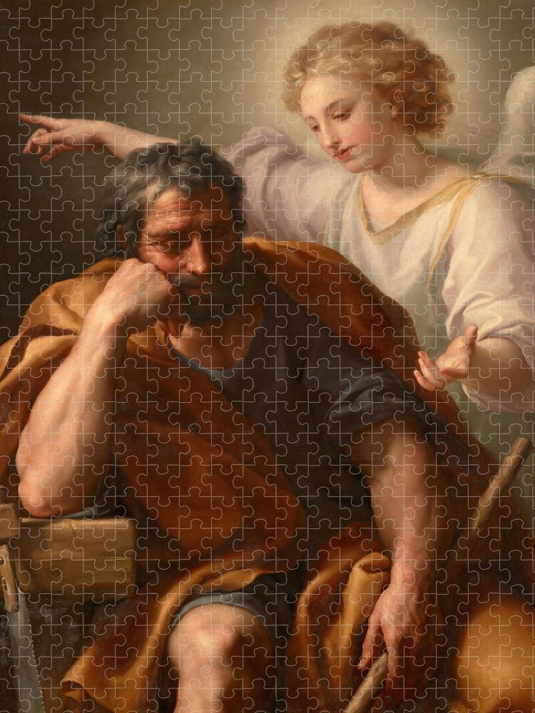 Anton Raphael Mengs Jigsaw Puzzle featuring the painting The Dream of St Joseph by Anton Raphael Mengs