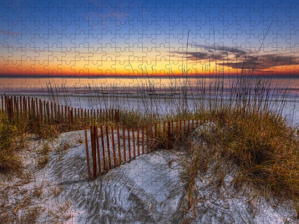 Clouds Jigsaw Puzzle featuring the photograph The Dunes at Sunset by Debra and Dave Vanderlaan