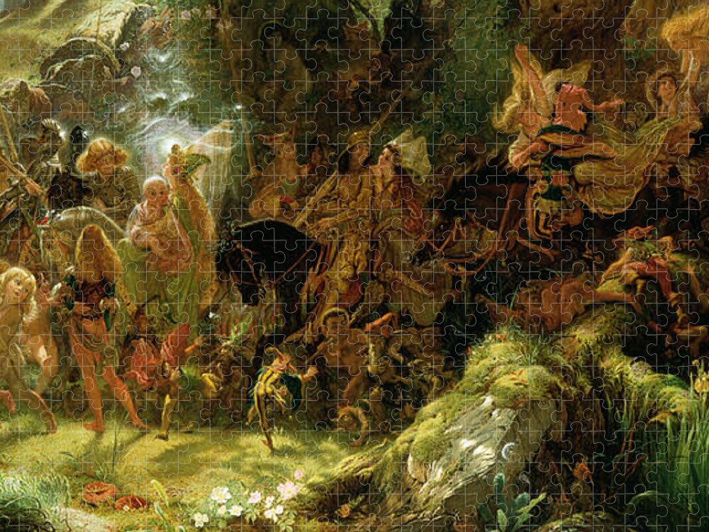 Fairy Jigsaw Puzzle featuring the painting The Fairy Raid by Joseph Noel Paton