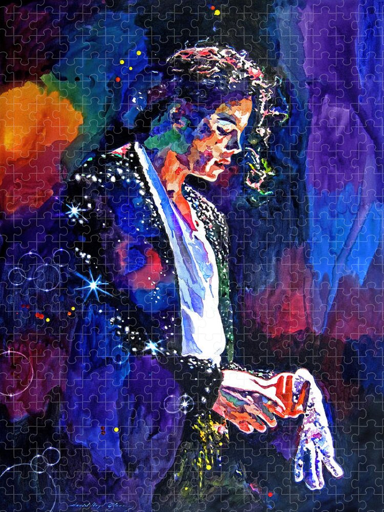 Michael Jackson Jigsaw Puzzle featuring the painting The Final Performance - Michael Jackson by David Lloyd Glover