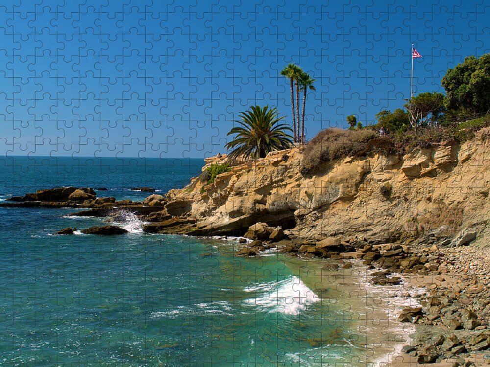 Laguna Beach Jigsaw Puzzle featuring the photograph The Flag by Richard J Cassato
