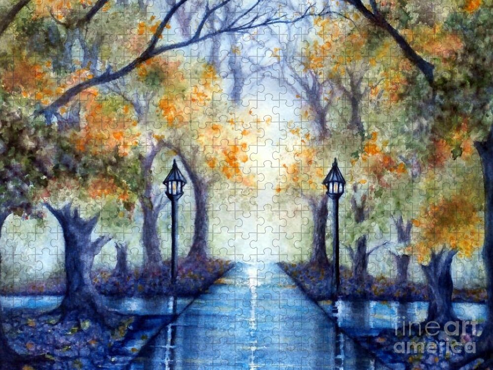 Park Jigsaw Puzzle featuring the painting The Future looks bright by Janine Riley