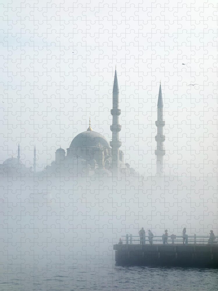 Istanbul Jigsaw Puzzle featuring the photograph The Galata Bridge Leads Across Golden by Jazzirt