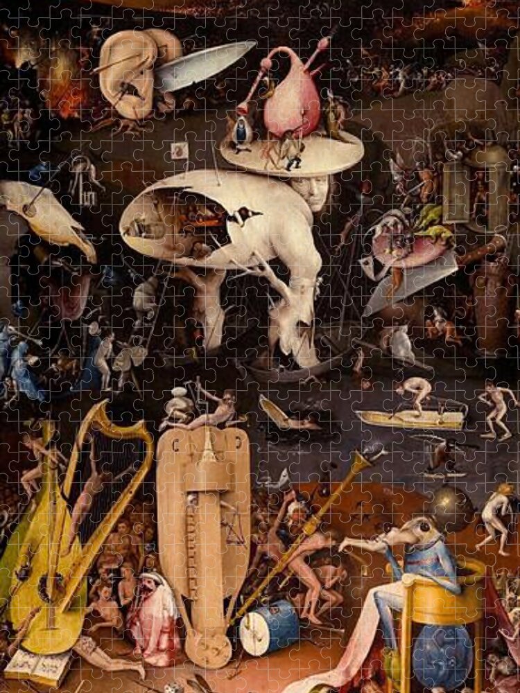 1500-1505 Jigsaw Puzzle featuring the painting The Garden of Earthly Delights - right wing by Hieronymus Bosch
