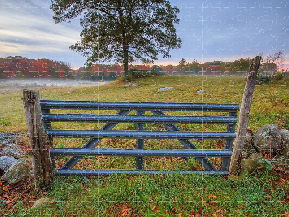 Autumn Jigsaw Puzzle featuring the photograph The Gate by Bryan Bzdula