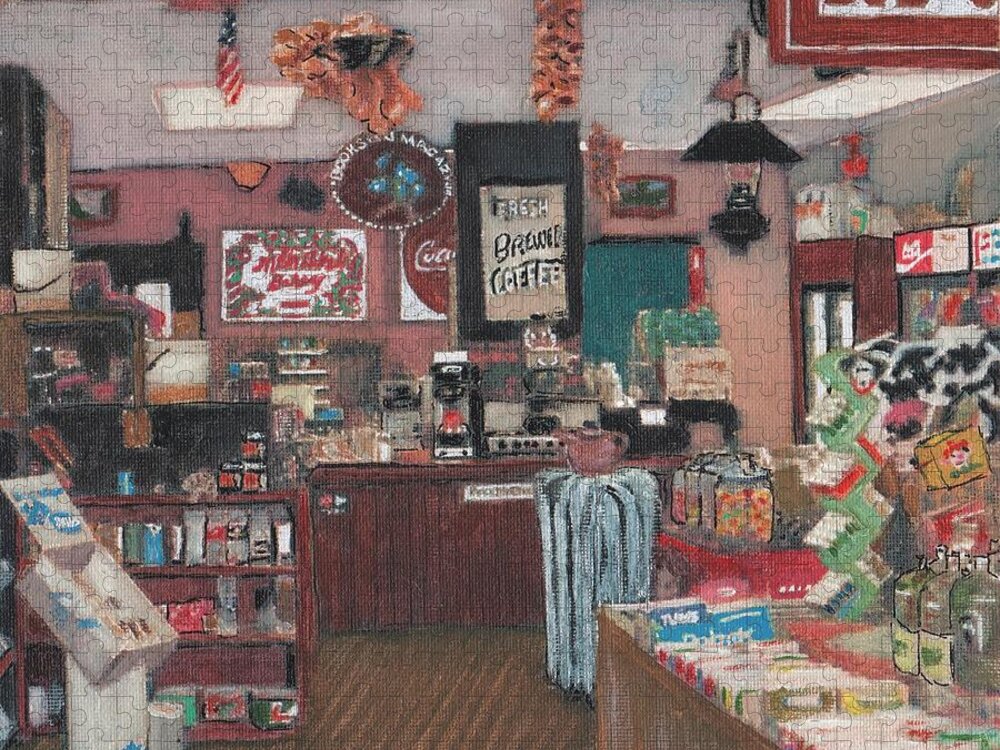 Interior Jigsaw Puzzle featuring the painting The General Store by Cliff Wilson