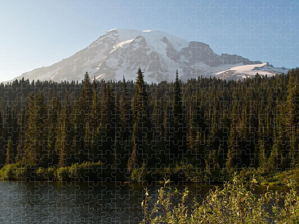 Mt.rainier Jigsaw Puzzle featuring the photograph The Glow of Mount Rainier by Tikvah's Hope