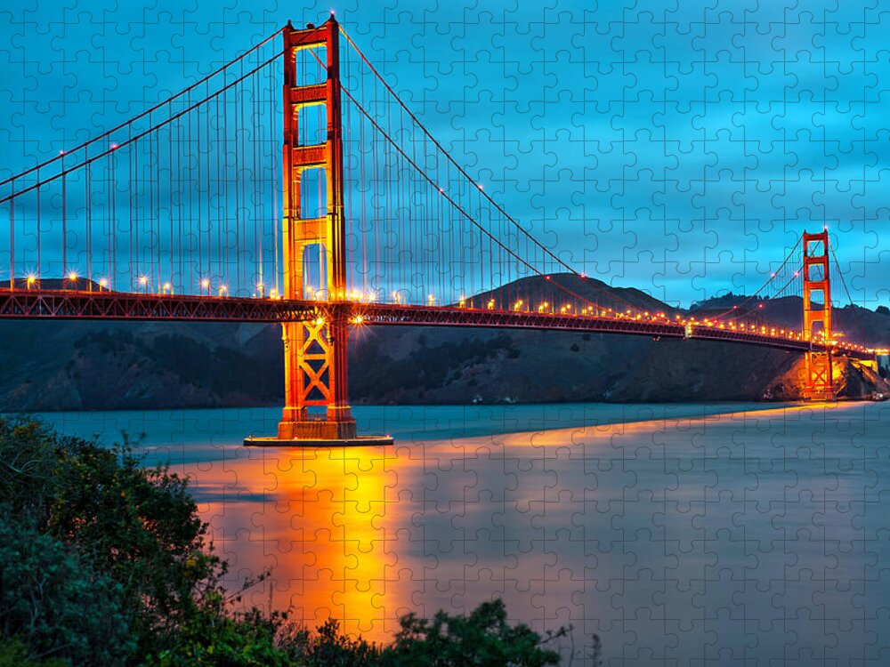 America Jigsaw Puzzle featuring the photograph The Golden Gate Bridge - San Francisco California by Gregory Ballos